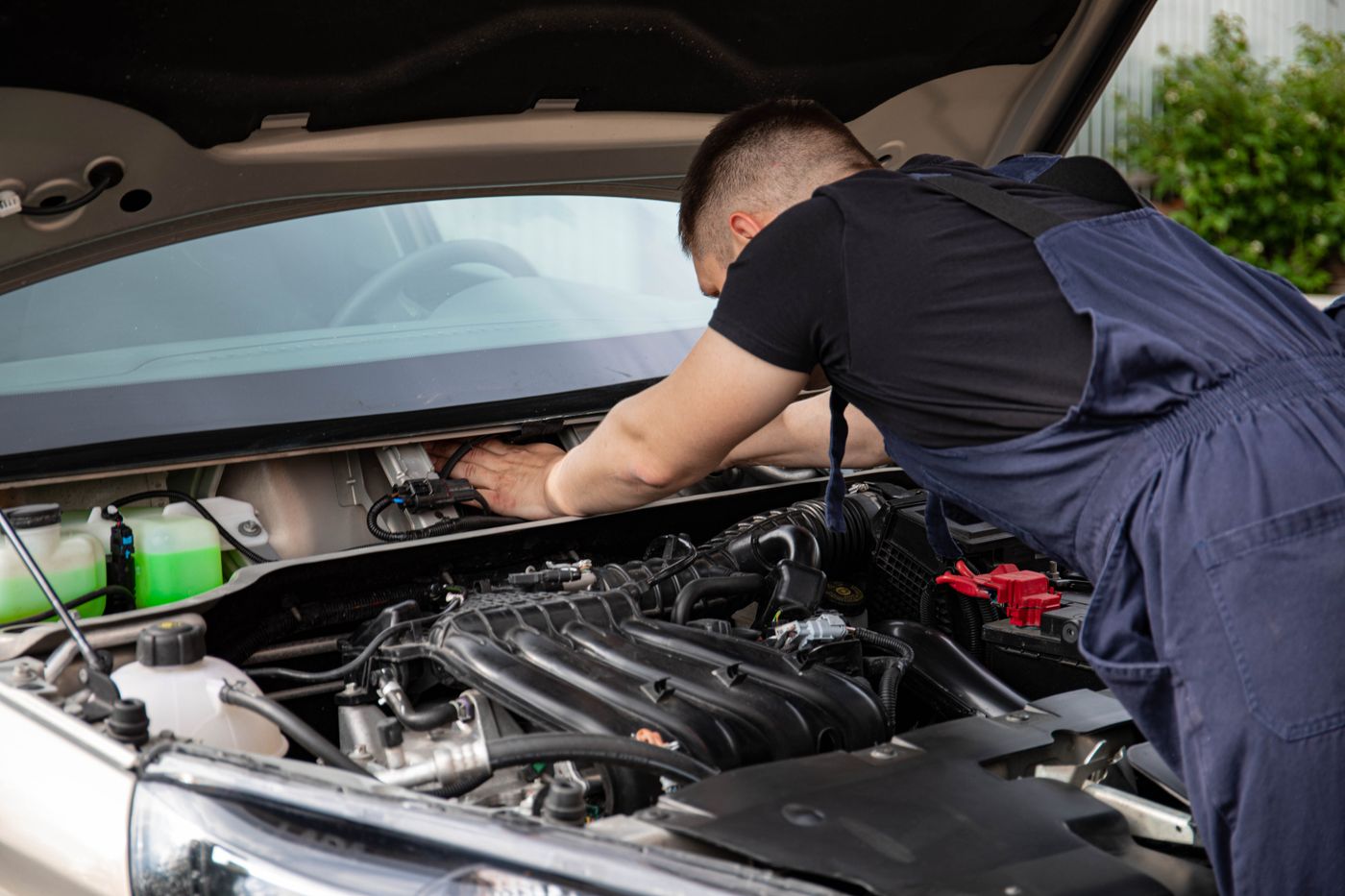 Engine bay during service