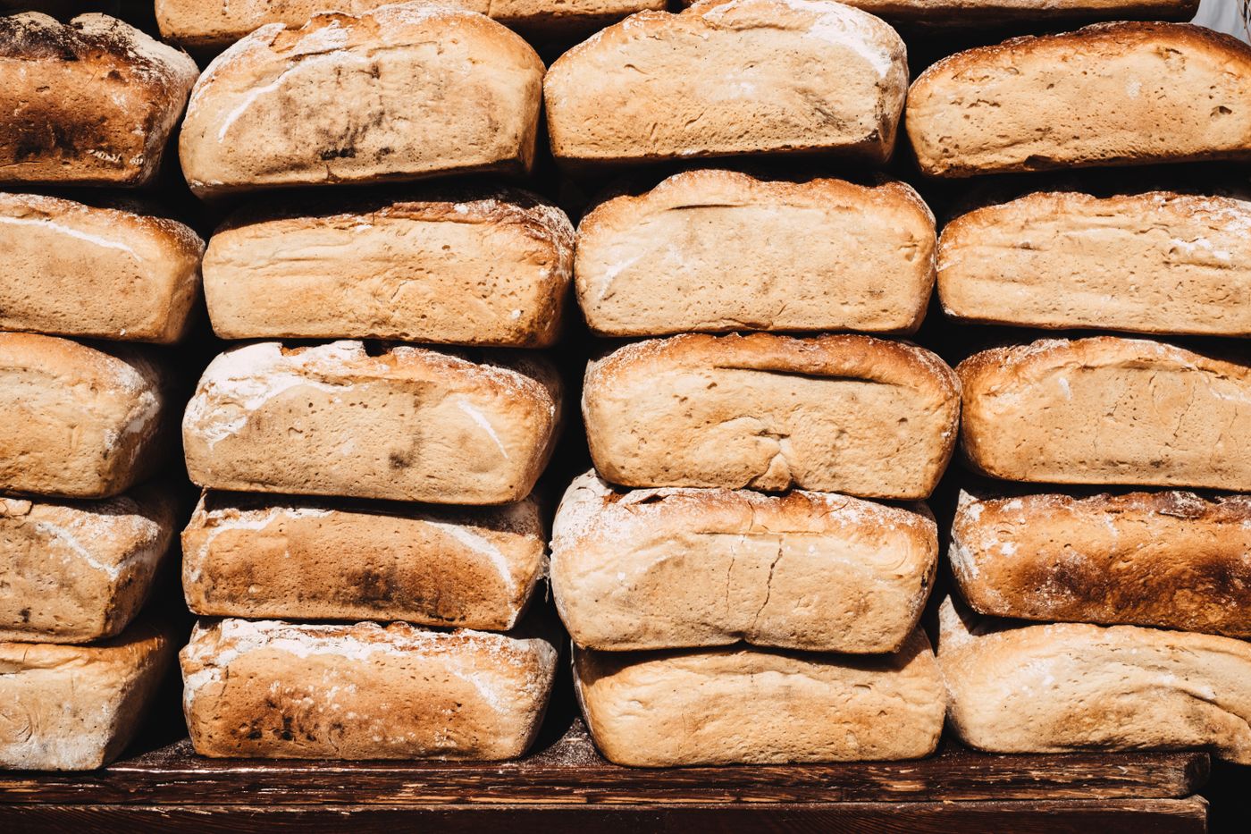 Stack of rustic loaves