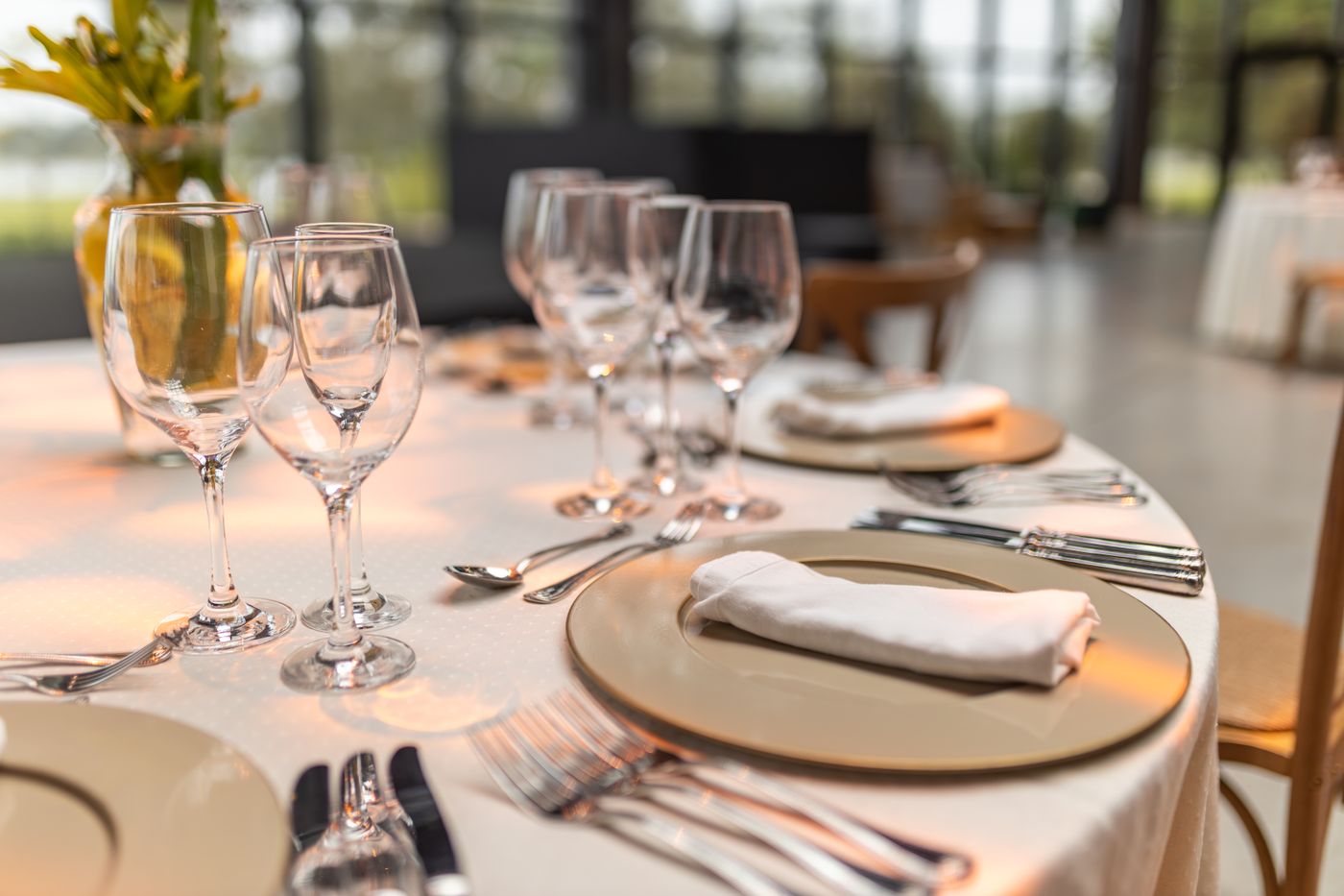 Elegant table setting with glassware
