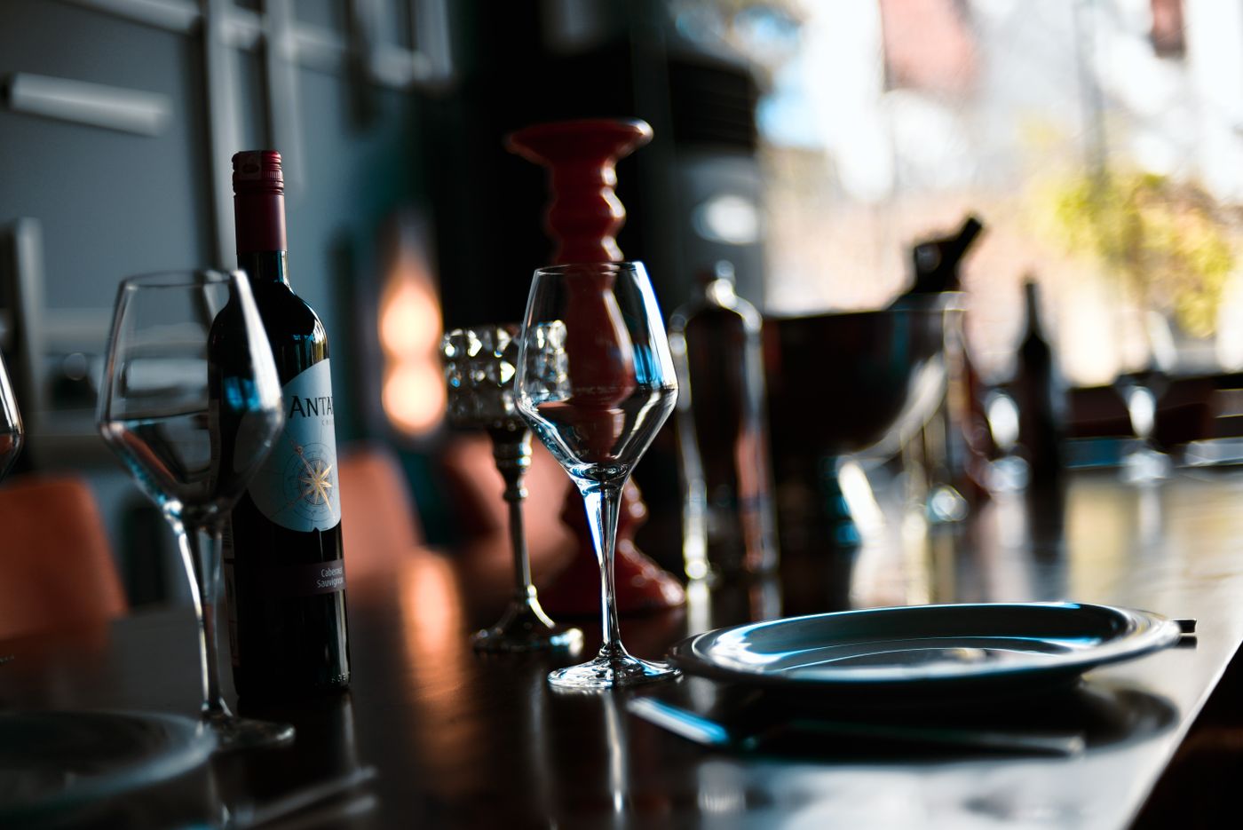 Wine served by candlelight