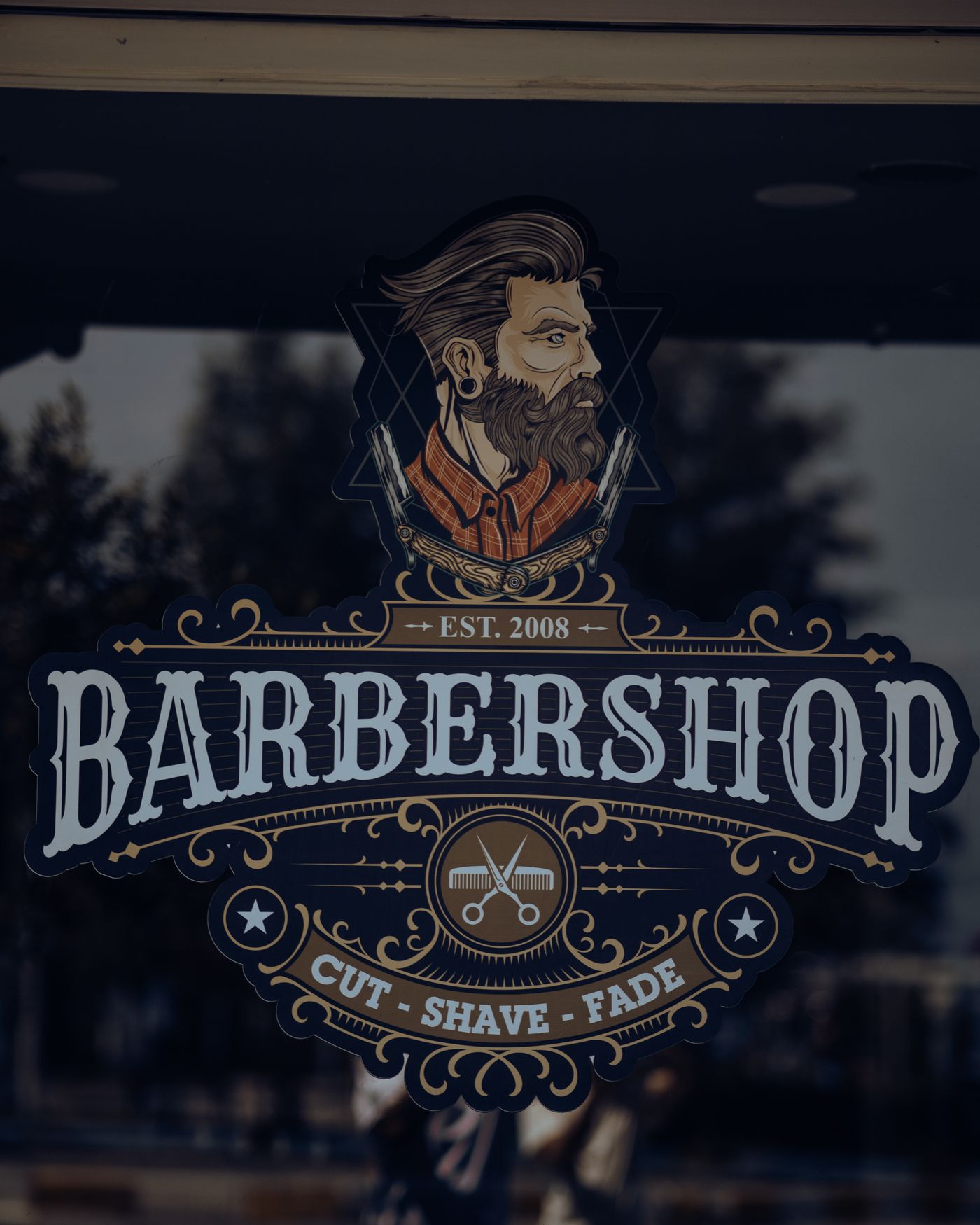 Vintage barbershop window sign