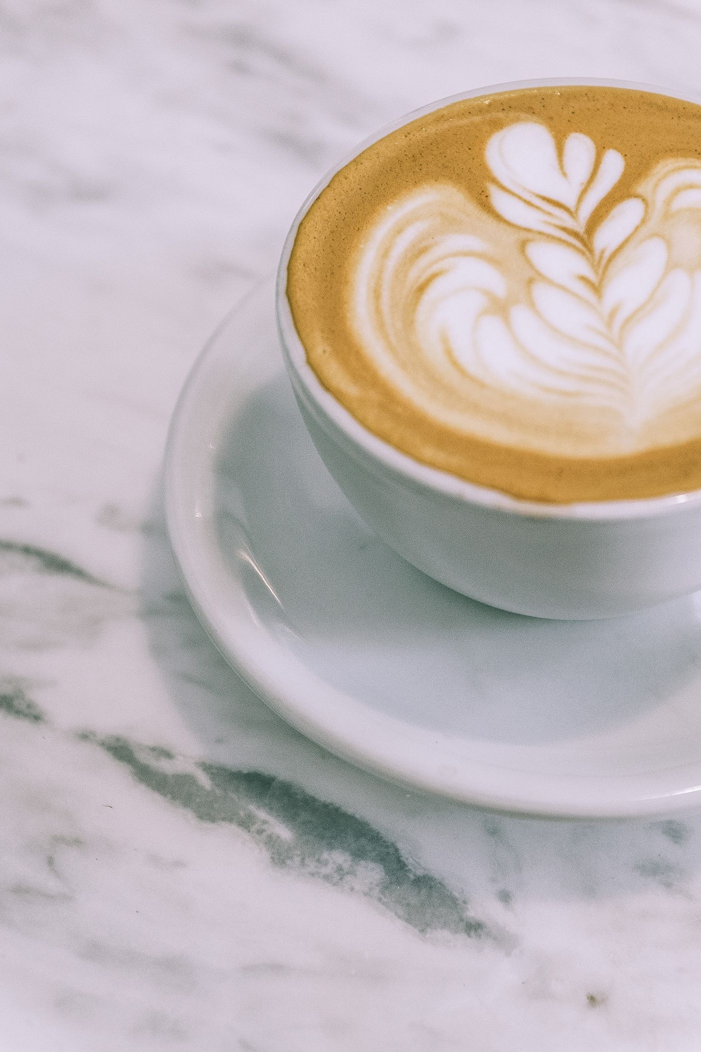 Cappuccino with latte art from above