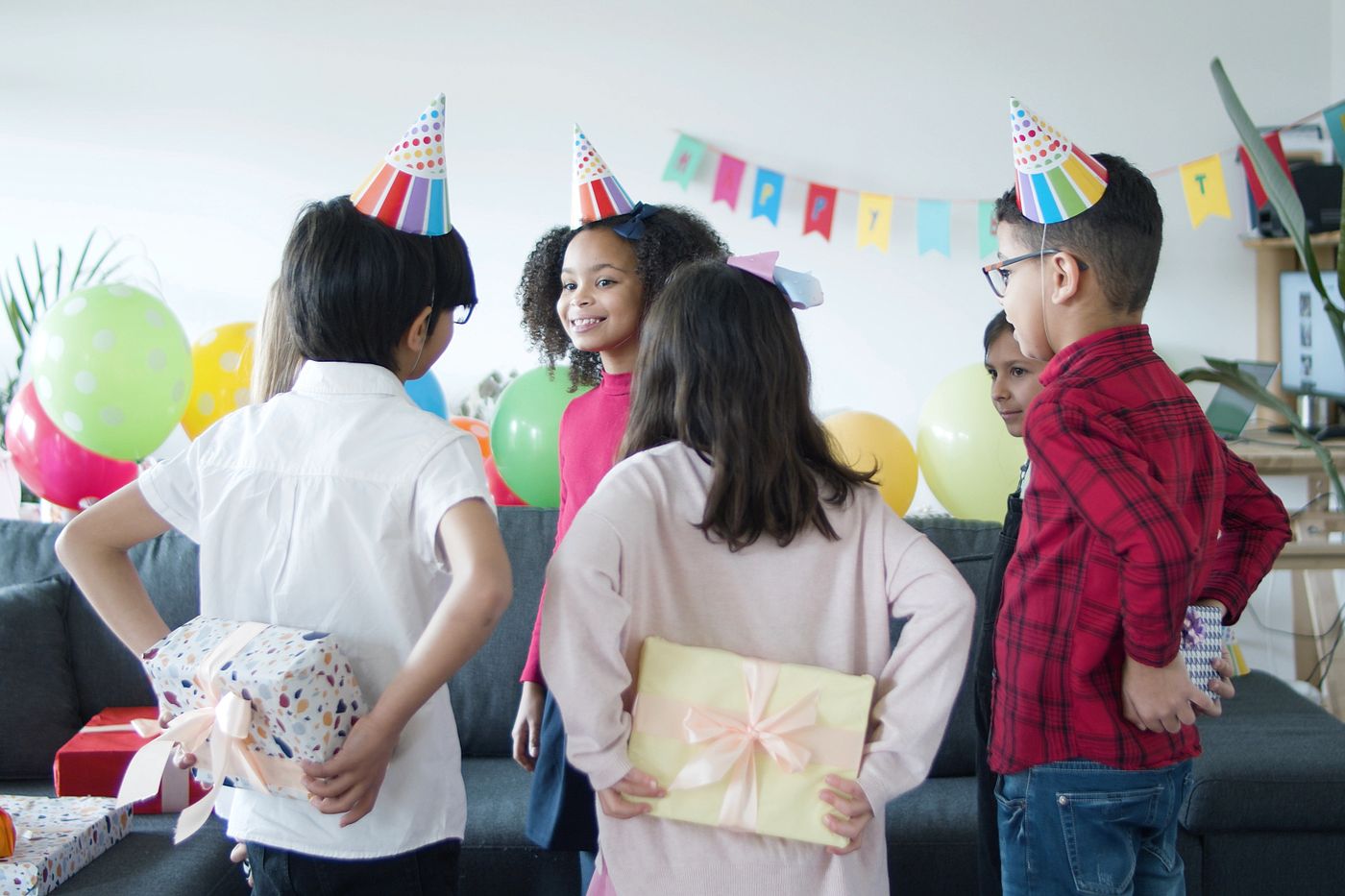 Colorful party decorations and gifts
