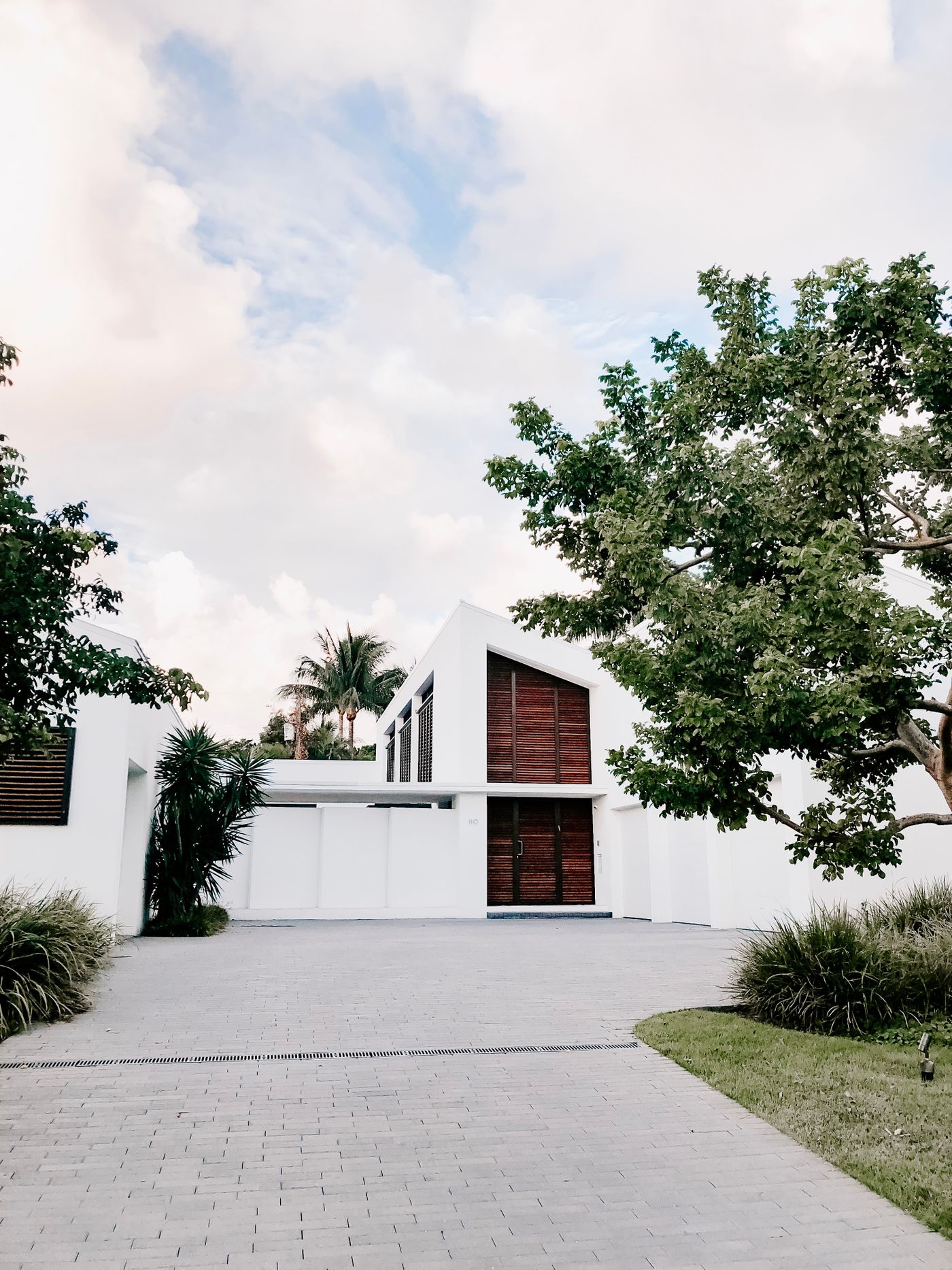 Modern family home with blue facade