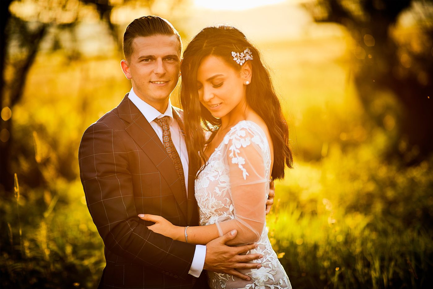 Couple's first look at sunset