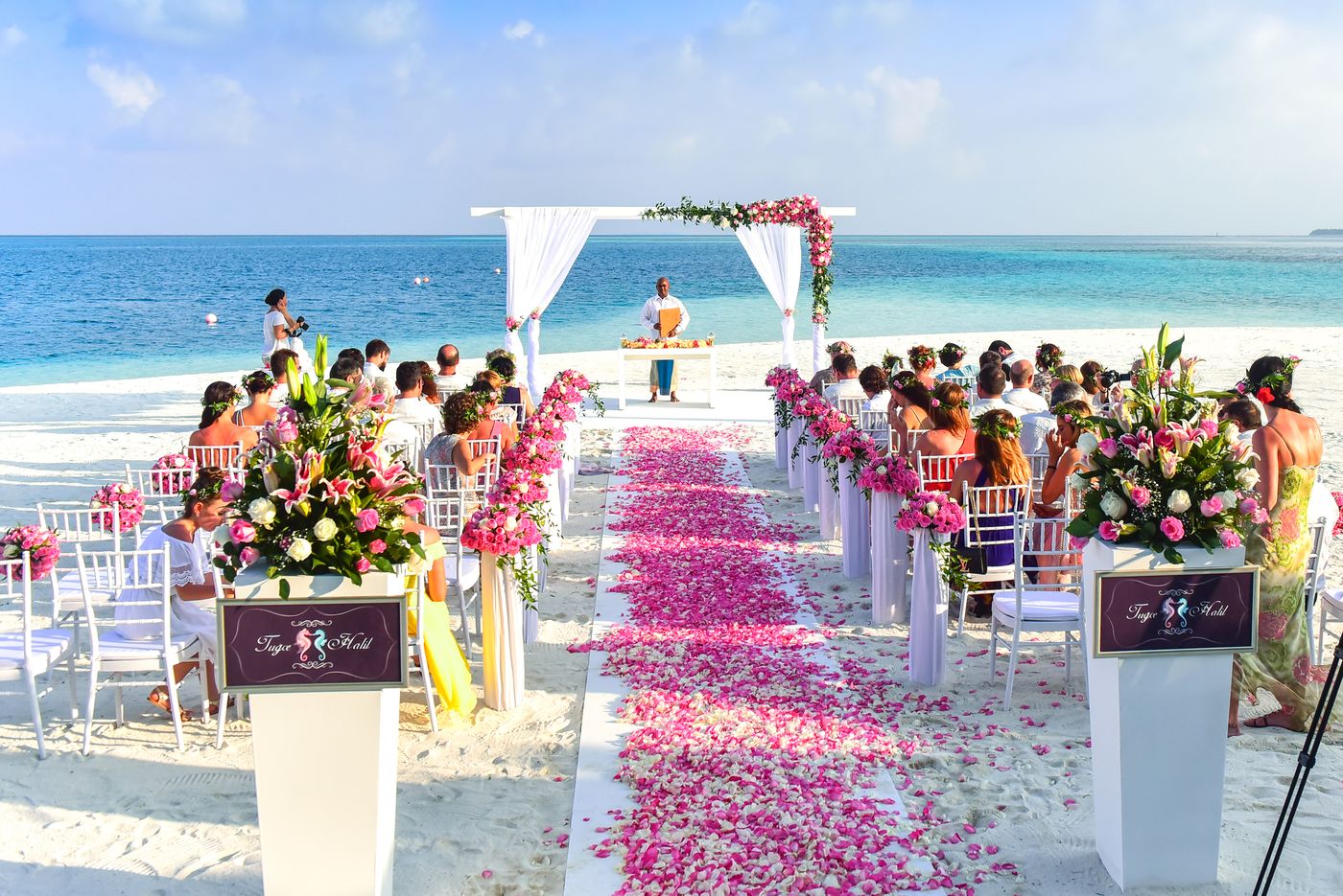 Bouquet on the long table