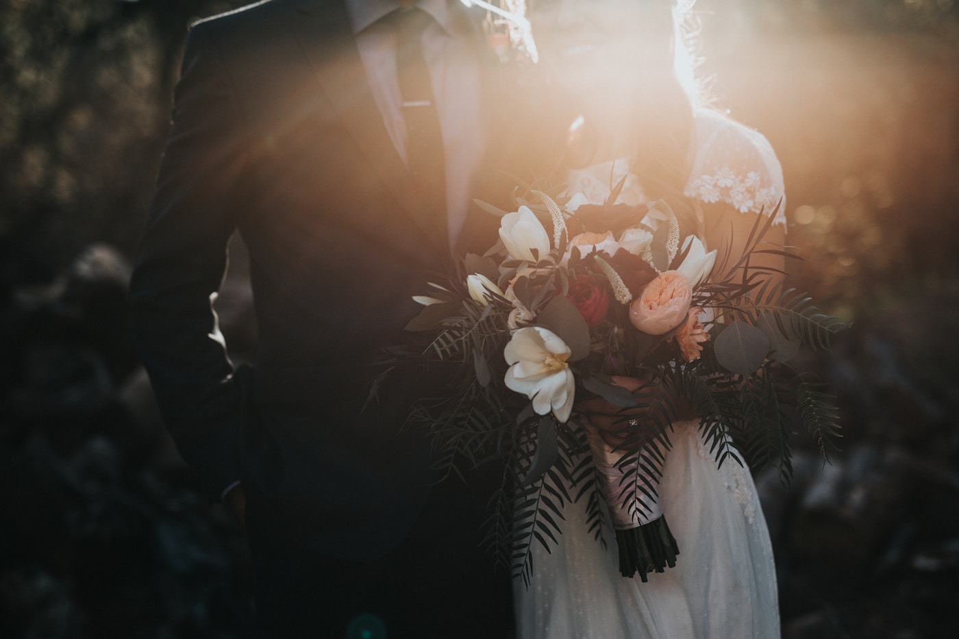 Newlyweds at the barn doors